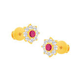 22k Yellow Gold Cubic Zirconia Purple Sparkle Stud Earrings with gold weight of 1.097g